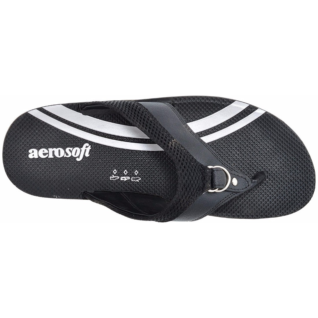 Aerosoft Men's Black Mesh Thong Sandals (MA8504) - Breathable Flip Flops with Arch Support and Comfortable Grip Sole!