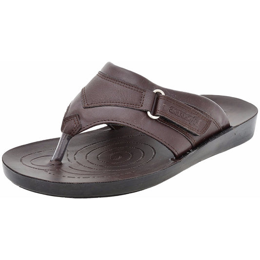 Aerosoft Men's Brown Leather Thong Sandals (MA8703) - Comfortable Flip Flops with Arch Support and Anti-Slip Sole!