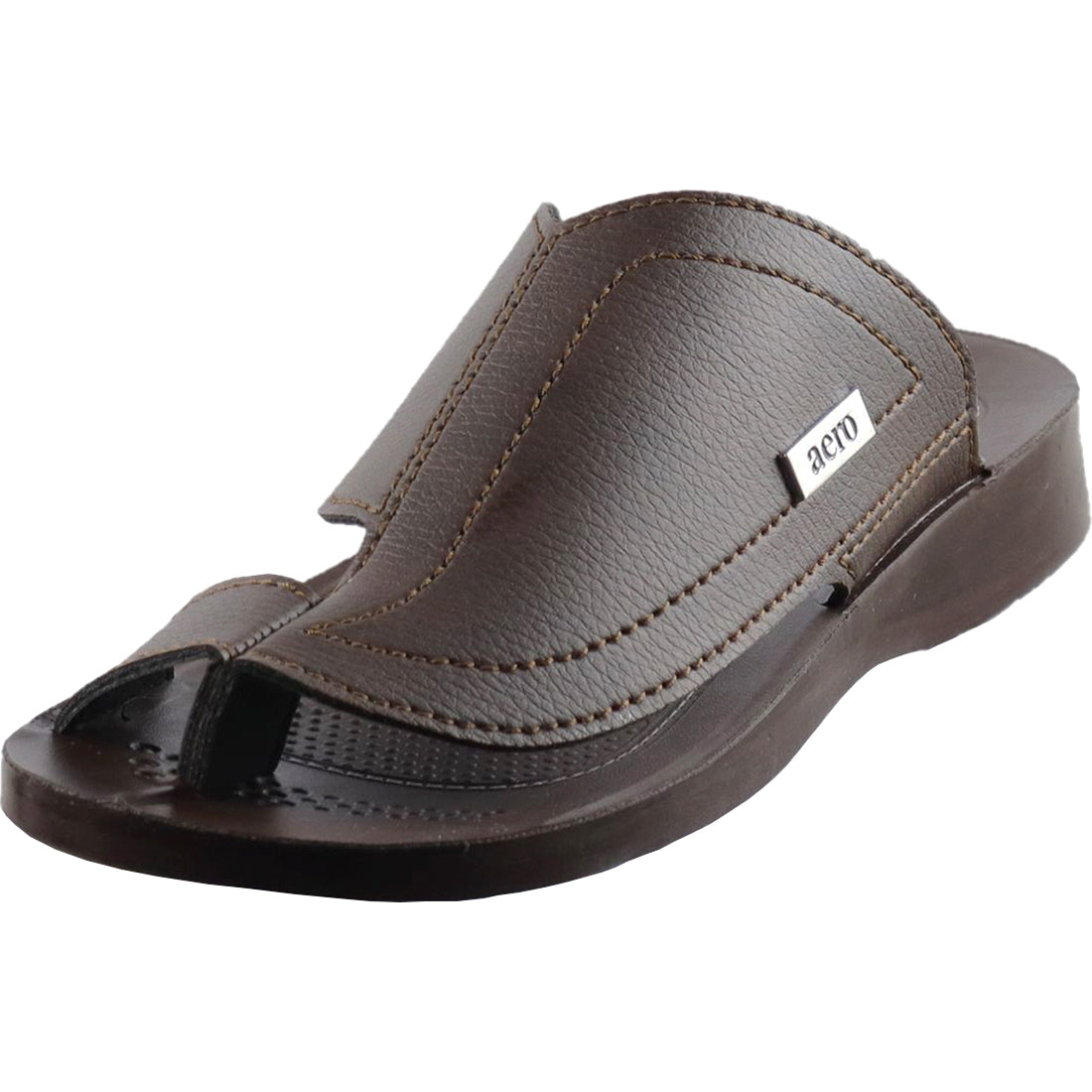 Aerosoft Men's Brown Broad Strap Thong Sandals (MA8182) - Comfortable Flip Flops with Massage Sole and Arch Support!