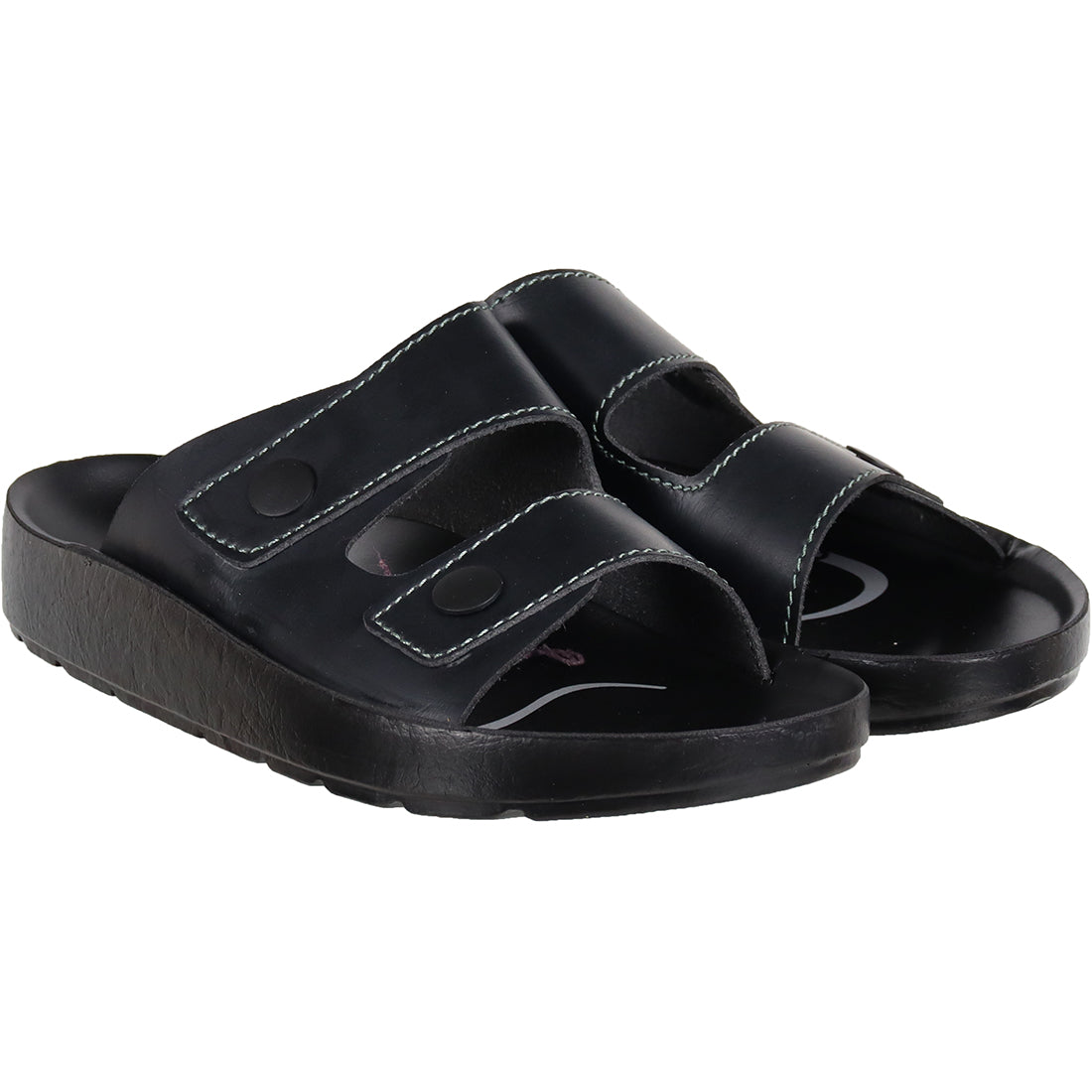 Aerosoft Men's Black Cushioned Slide Sandals (MA4402) - Ultra-Comfort Orthopedic Slides with Red Trim for Everyday Wear