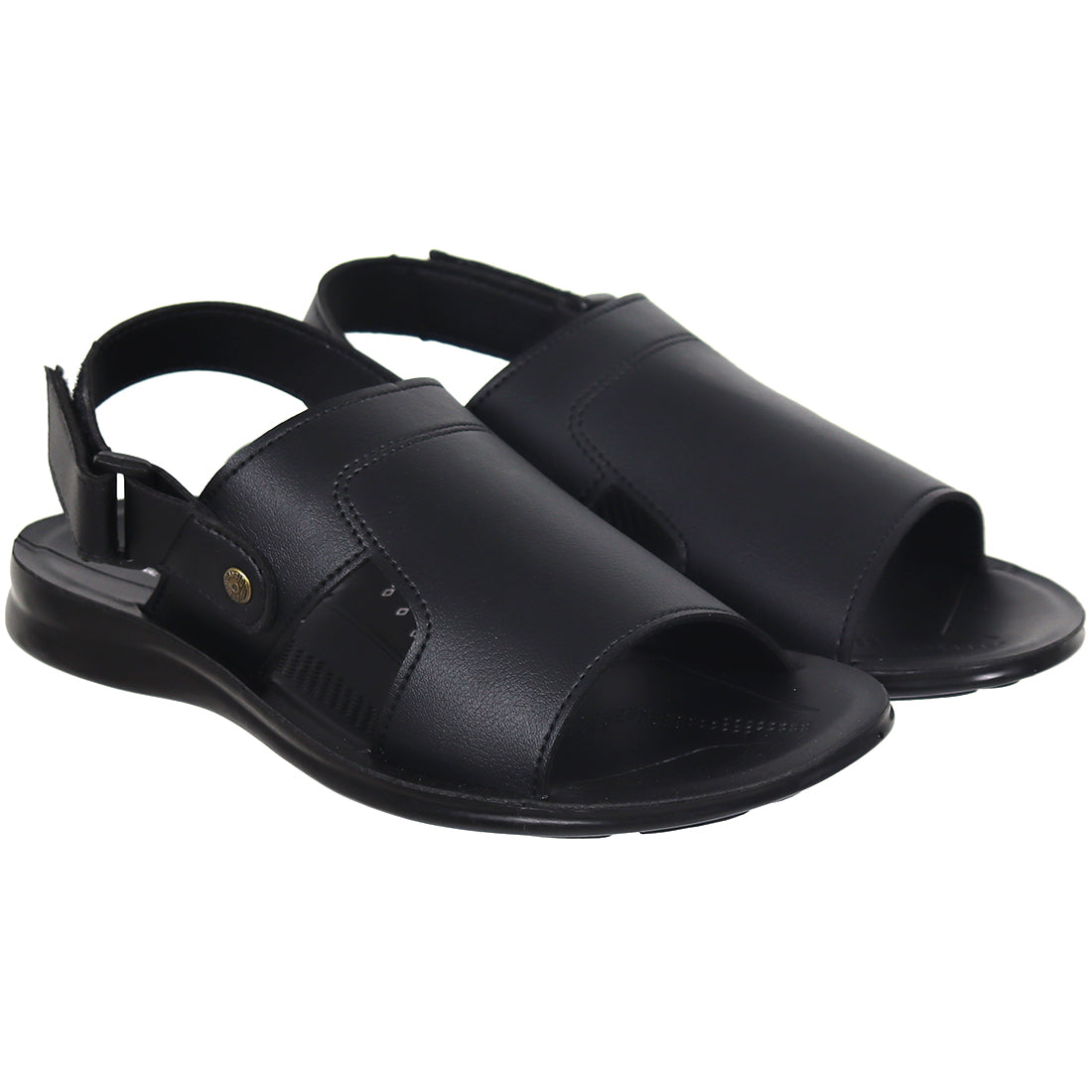 Aerosoft Men's Black Adjustable Slingback Sandals (MP0216) - Comfortable Leather Sandals with Arch Support and Breathable Insole!