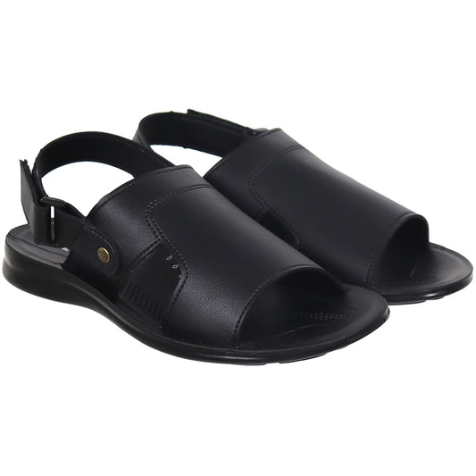 Aerosoft Men's Black Adjustable Slingback Sandals (MP0216) - Comfortable Leather Sandals with Arch Support and Breathable Insole!