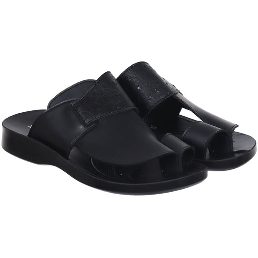 Aerosoft Men's Black Ostrich Leather Thong Sandals (MA81A8) - Luxurious Leather Flip Flops with Arch Support and Breathable Insole!