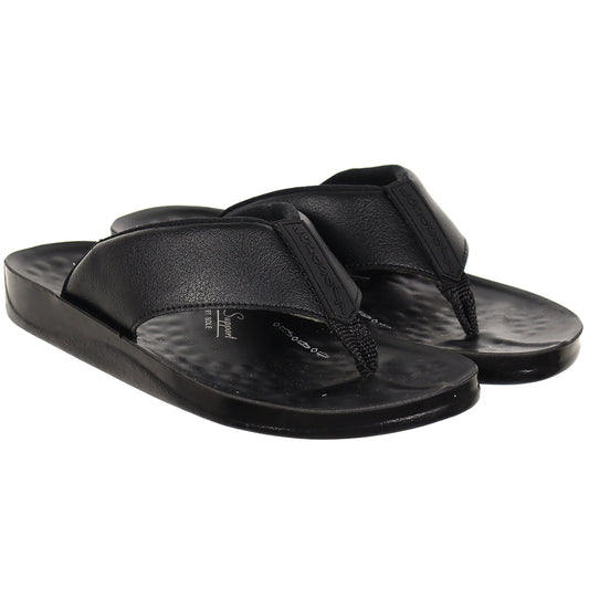 Aerosoft Men's Black Arch Support Thong Sandals (MA4949) - Premium Comfort Flip Flops with Massage Sole!