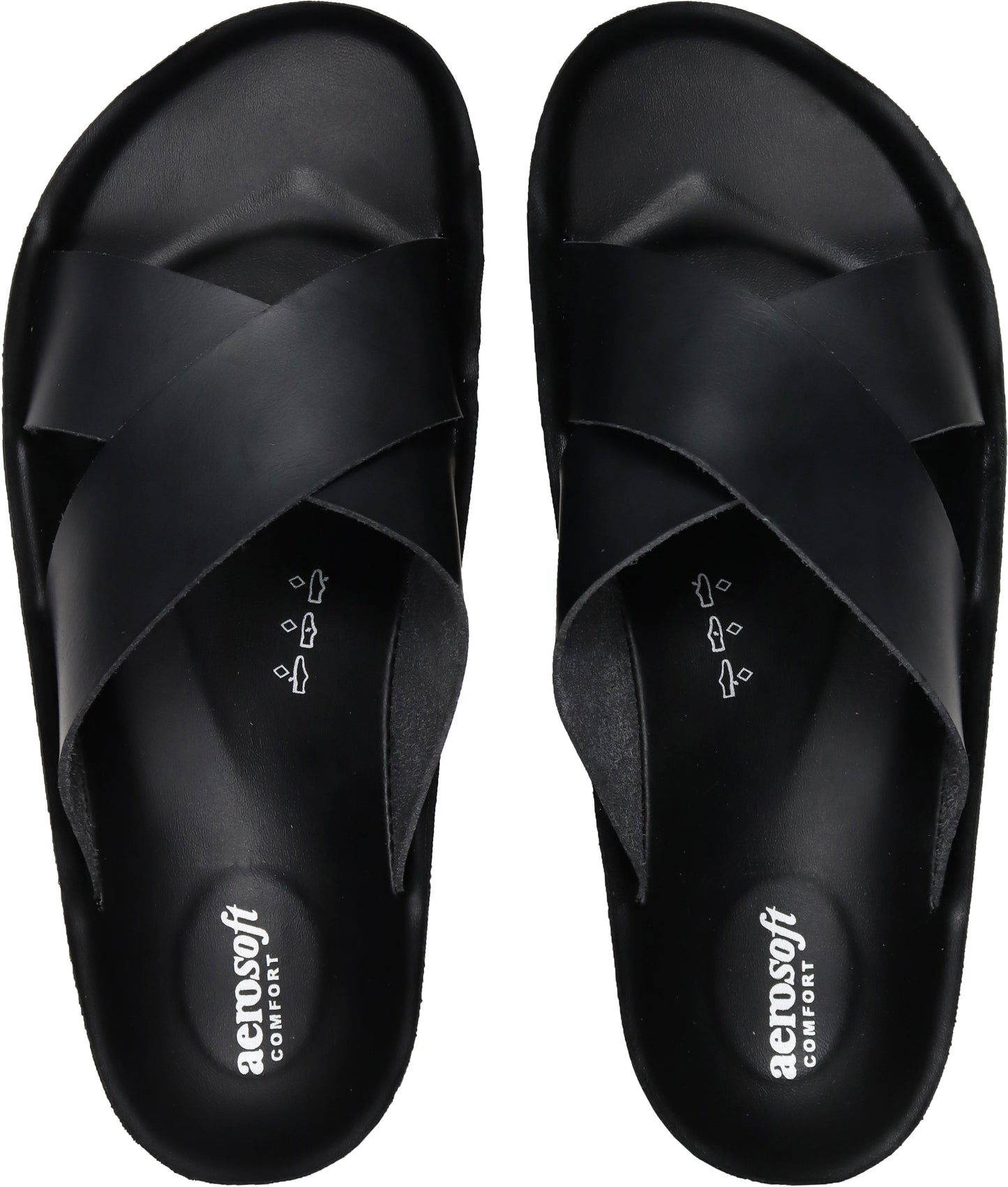 Aerosoft Men's Black Leather Slide Sandals (MA4410) - Premium Cushioned Slides for Timeless Summer Style