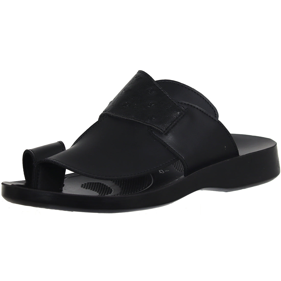 Aerosoft Men's Black Ostrich Leather Thong Sandals (MA81A8) - Luxurious Leather Flip Flops with Arch Support and Breathable Insole!