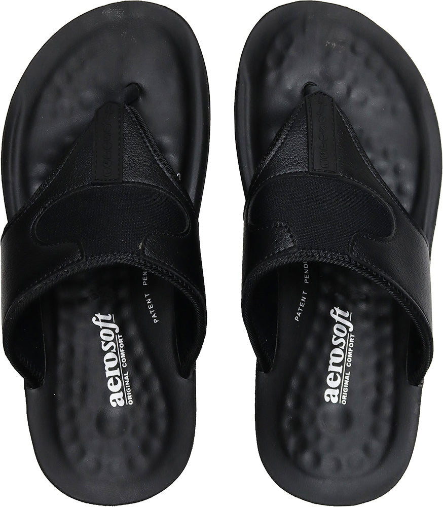 Aerosoft Men's Black Open-Toe Fisherman Sandals (MA5114) - Stylish Leather Sandals with Cushioned Support
