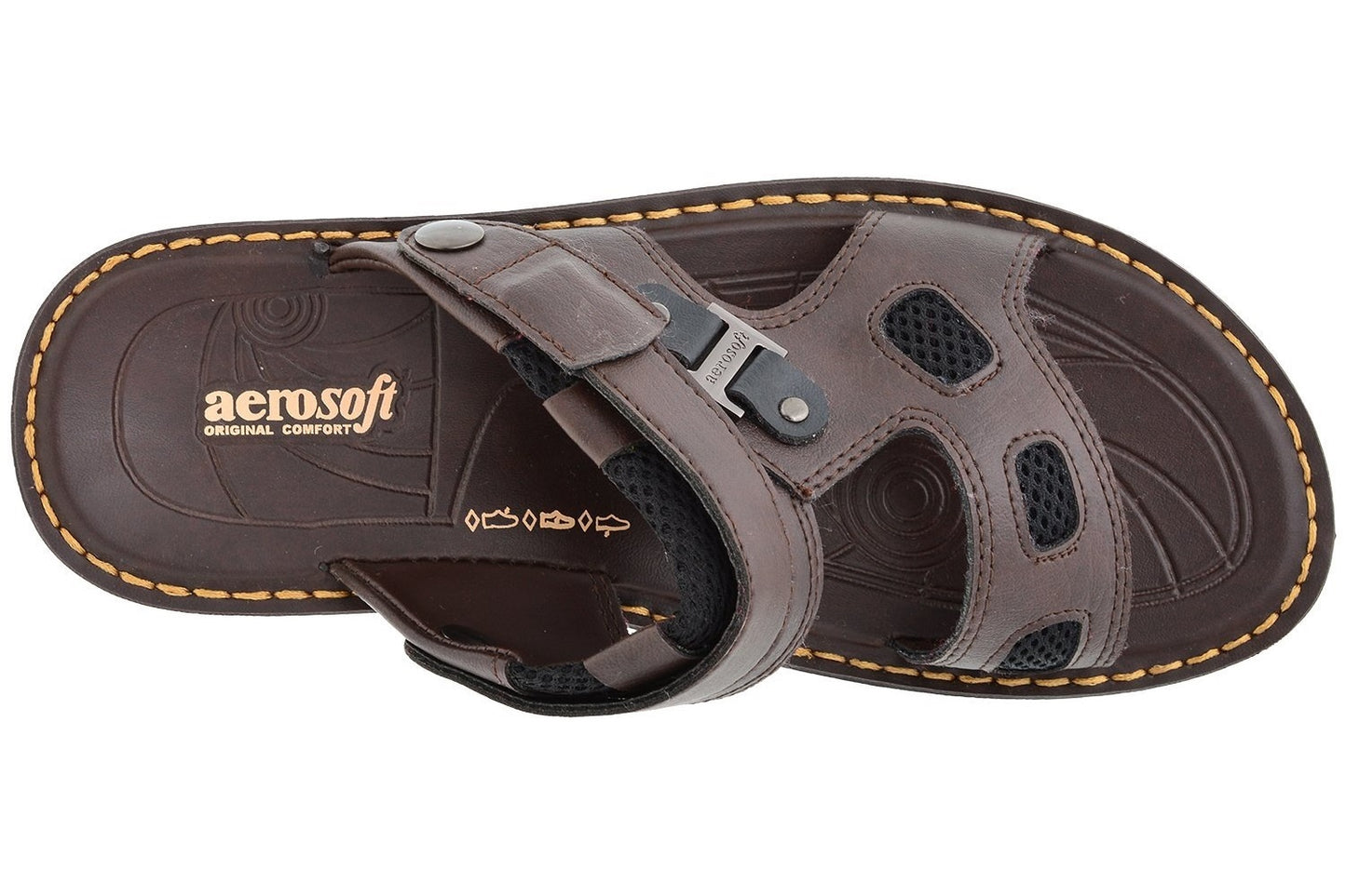 Aerosoft Brown Men's Dual Strap Leather Slide Sandals (MA2508) - Premium Comfort & Adjustable Style