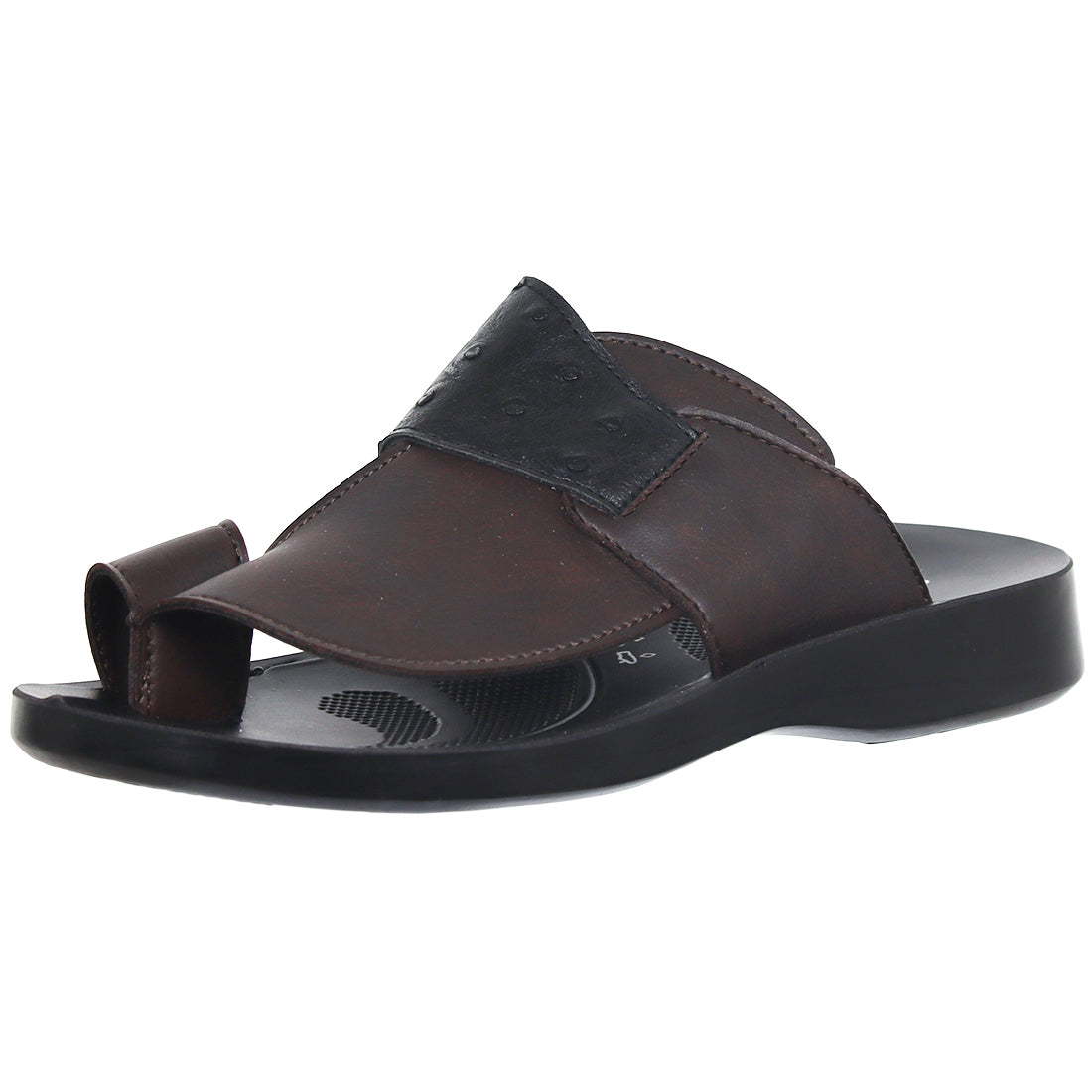 Aerosoft Men's Brown Ostrich Leather Thong Sandals (MA81A8) - Luxurious Leather Flip Flops with Arch Support and Breathable Insole!