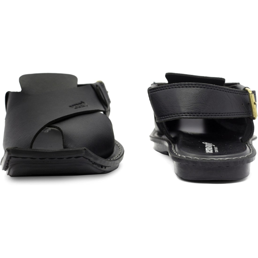 Aerosoft Men's Black Cross-Strap Buckle Sandals (MA5001) - Traditional Peshawari Style with Modern Comfort!