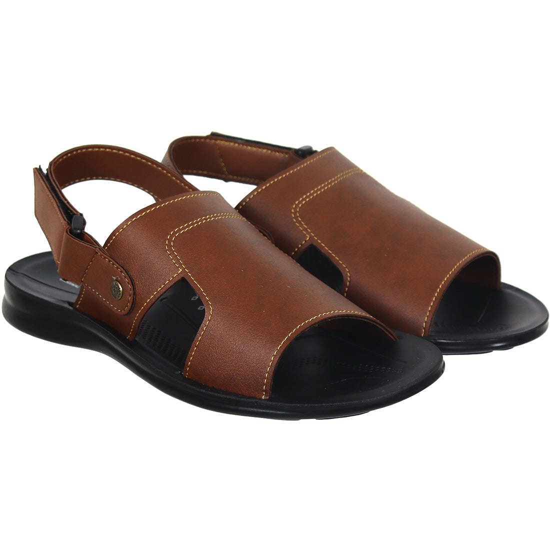 Aerosoft Men's Tan Adjustable Slingback Sandals (MP0216) - Comfortable Leather Sandals with Arch Support and Breathable Insole!