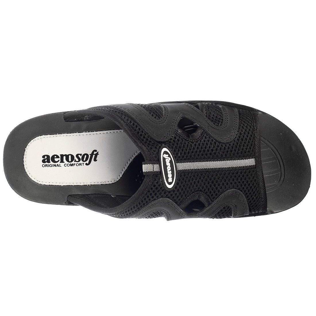 Aerosoft Men's Black Mesh Breathable Slide Sandals (MA8401) - Comfortable Casual Footwear with Arch Support for Everyday Wear!