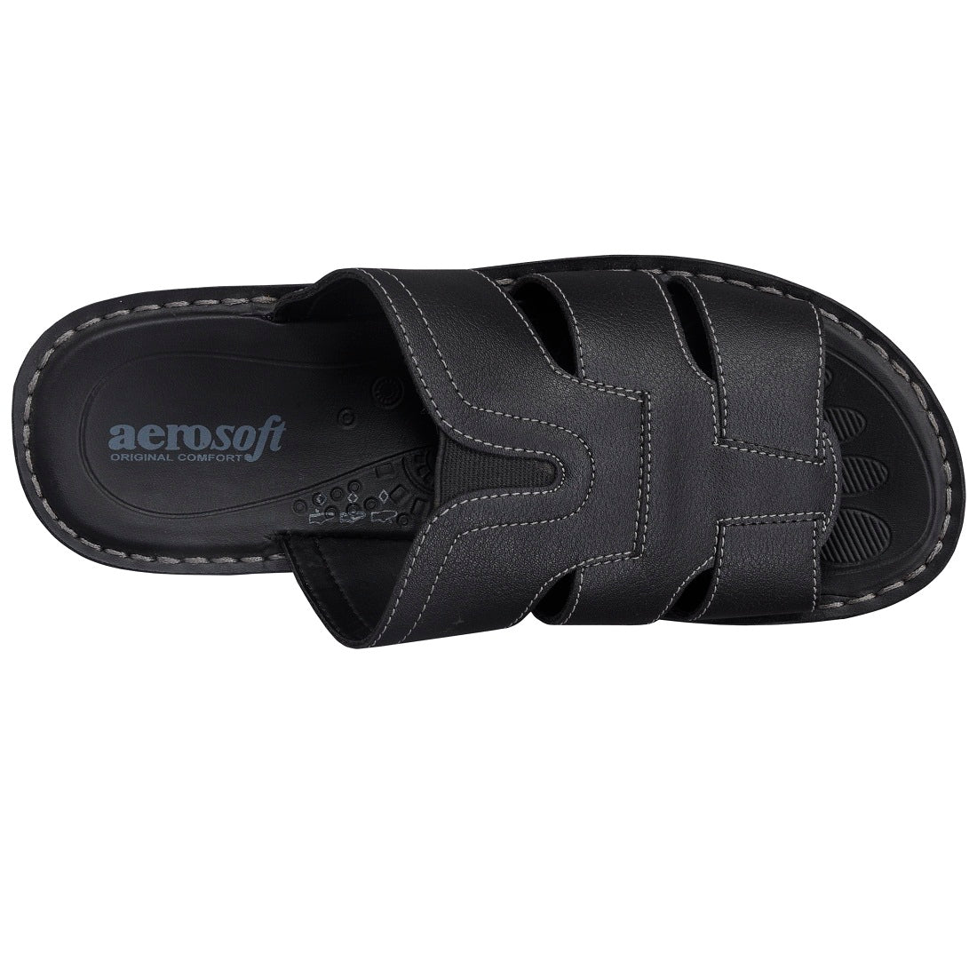Aerosoft Black Men's Original Comfort Cross-Strap Sandals (MA0304) - Ultimate All-Season Essentials