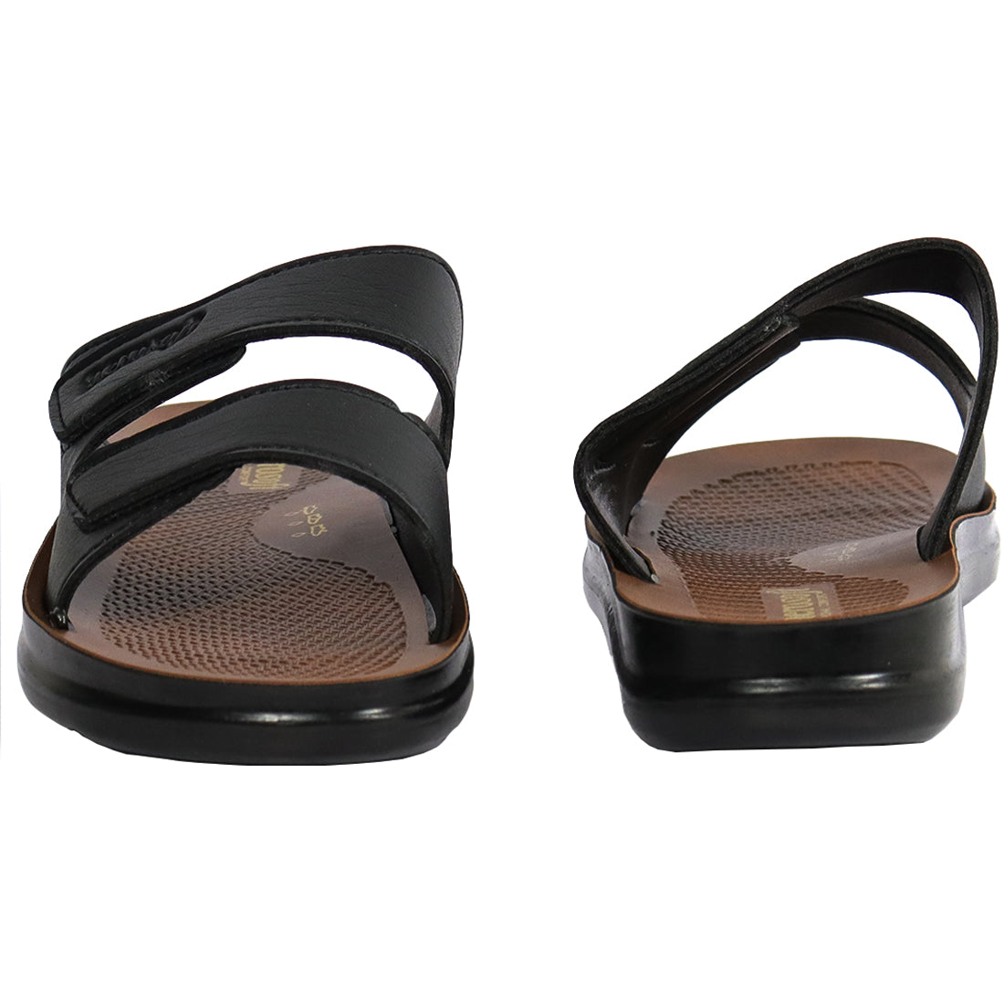 Aerosoft Men's Black Adjustable Double Strap Sandals (MA4185) - Orthopedic Comfort Slides for All-Day Support