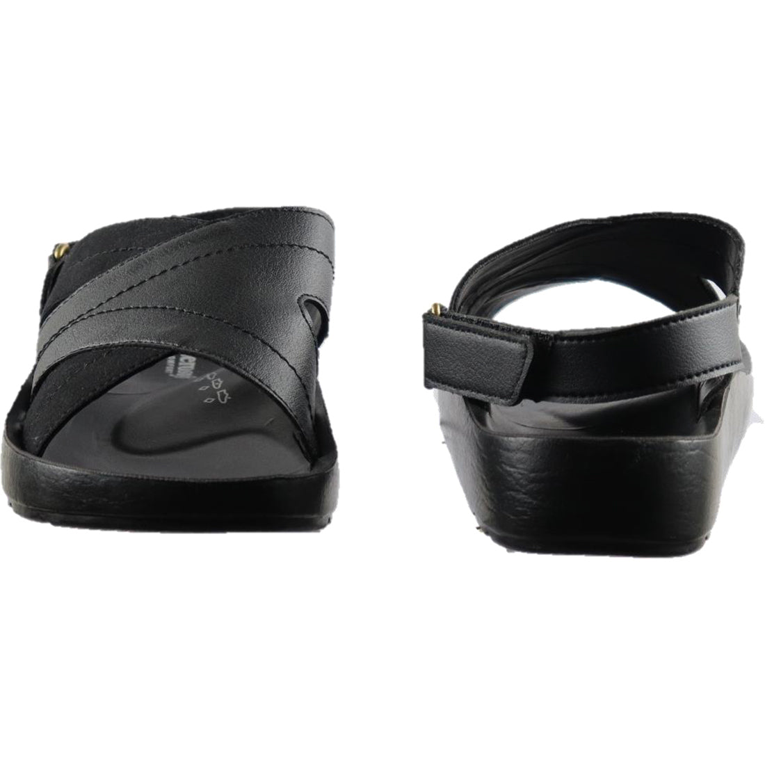 Aerosoft Men's Black Strappy Buckle Sandals (MA4413) - Adjustable Cross-Strap Slides for Effortless Comfort