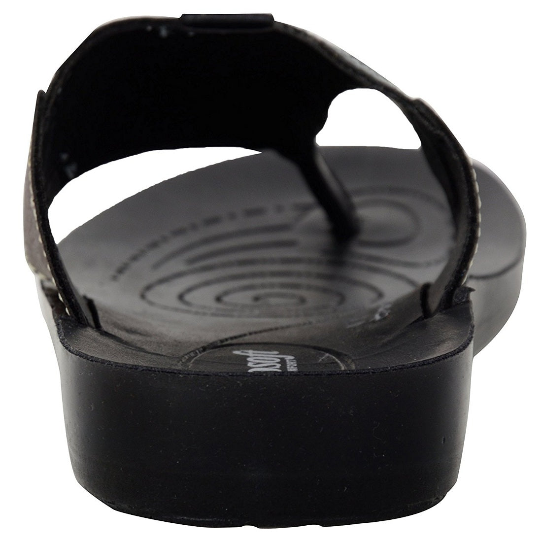 Aerosoft Men's Black and Brown V-Strap Thong Sandals (MA8708) - Comfortable Leather Flip Flops with Spiral Massage Sole and Arch Support!