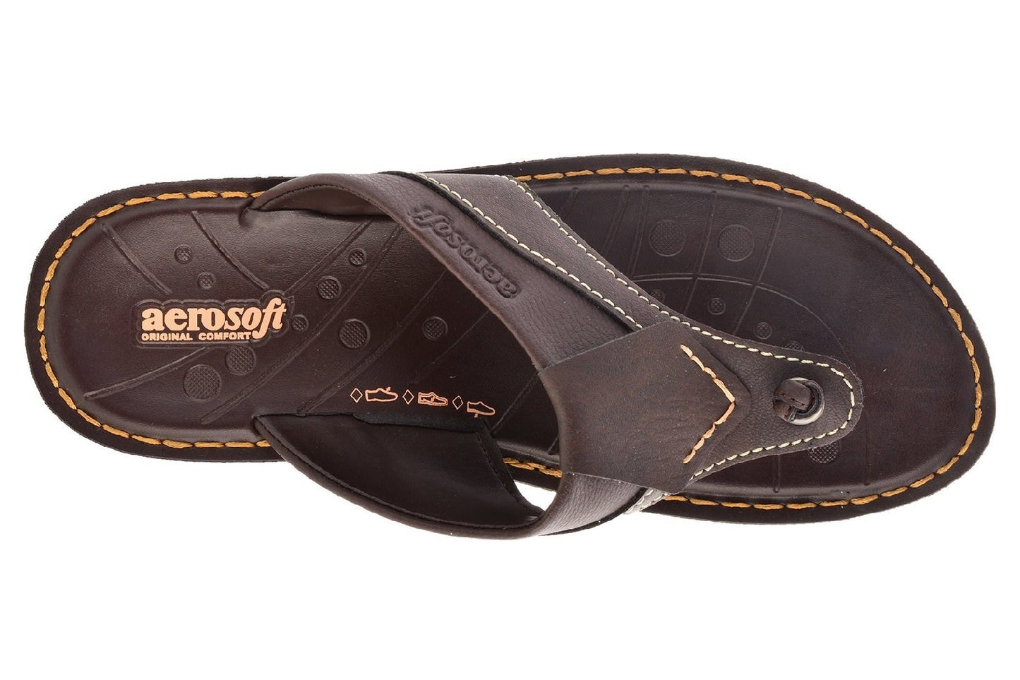 Premium Brown Faux Leather Flip-Flop Sandals by Aerosoft (2502) - Ultimate Comfort & Style!