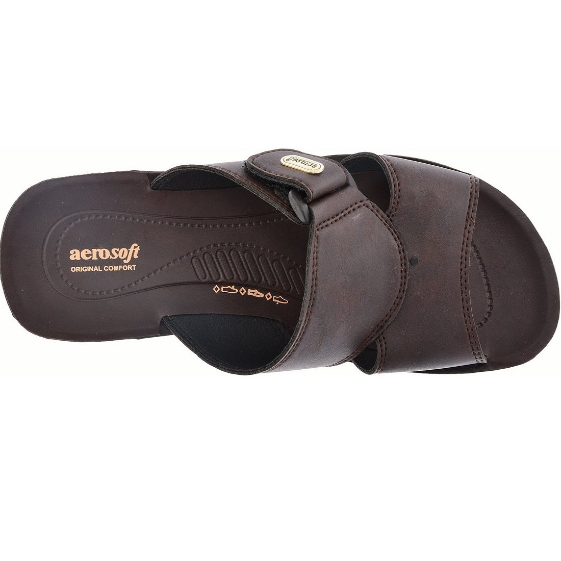 Aerosoft Men's Brown Buckle Slide Sandals (MA4819) - Premium Original Comfort Slides for Effortless Summer Style!