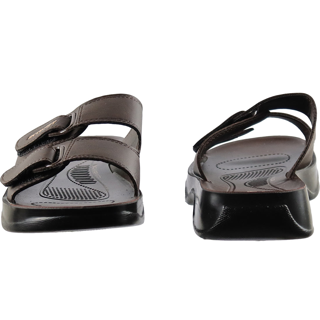 Aerosoft Men's Brown Double Velcro Strap Sandals (MA4811) - Adjustable Orthopedic Slides for Ultimate Comfort