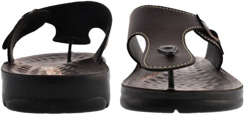 Aerosoft Men's Brown Adjustable Buckle Thong Sandals (MA5116) - Comfortable Leather Flip Flops with Massage Sole and Arch Support!