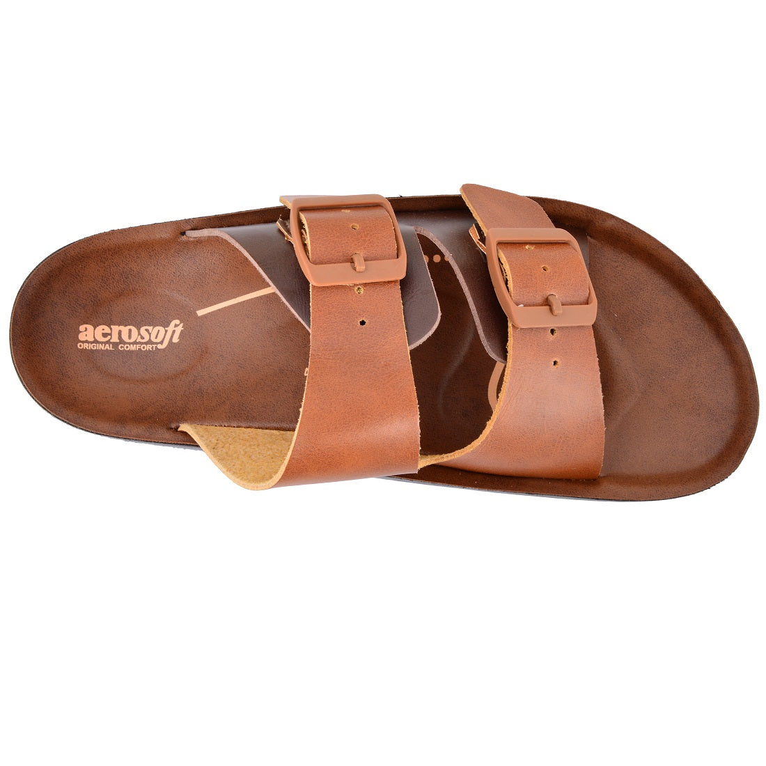 Aerosoft Men's Tan-Brown Double Buckle Sandals (MA4401) - Premium Adjustable Comfort Slides for Versatile Summer Style!