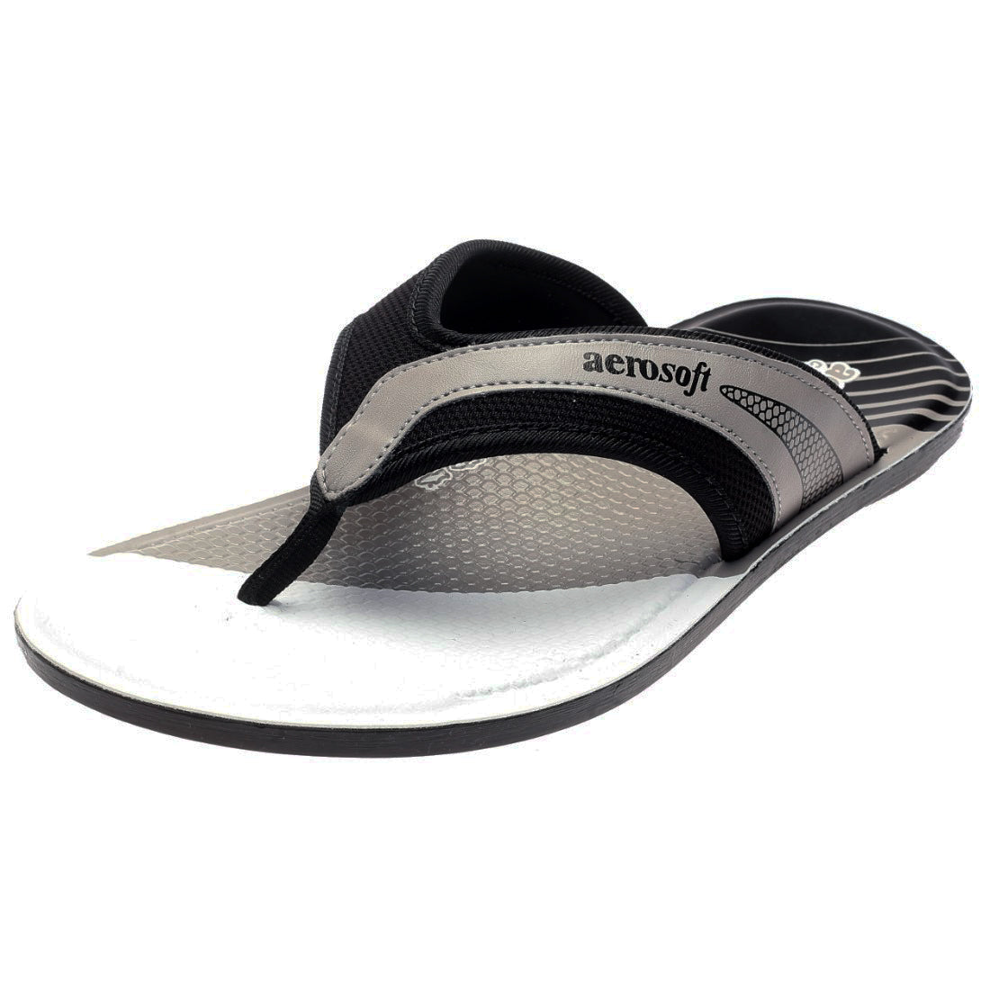 Aerosoft Men's Black Two-Tone Thong Flip Flops (MA4109) - Sporty Comfort Sandals for Summer Adventures!