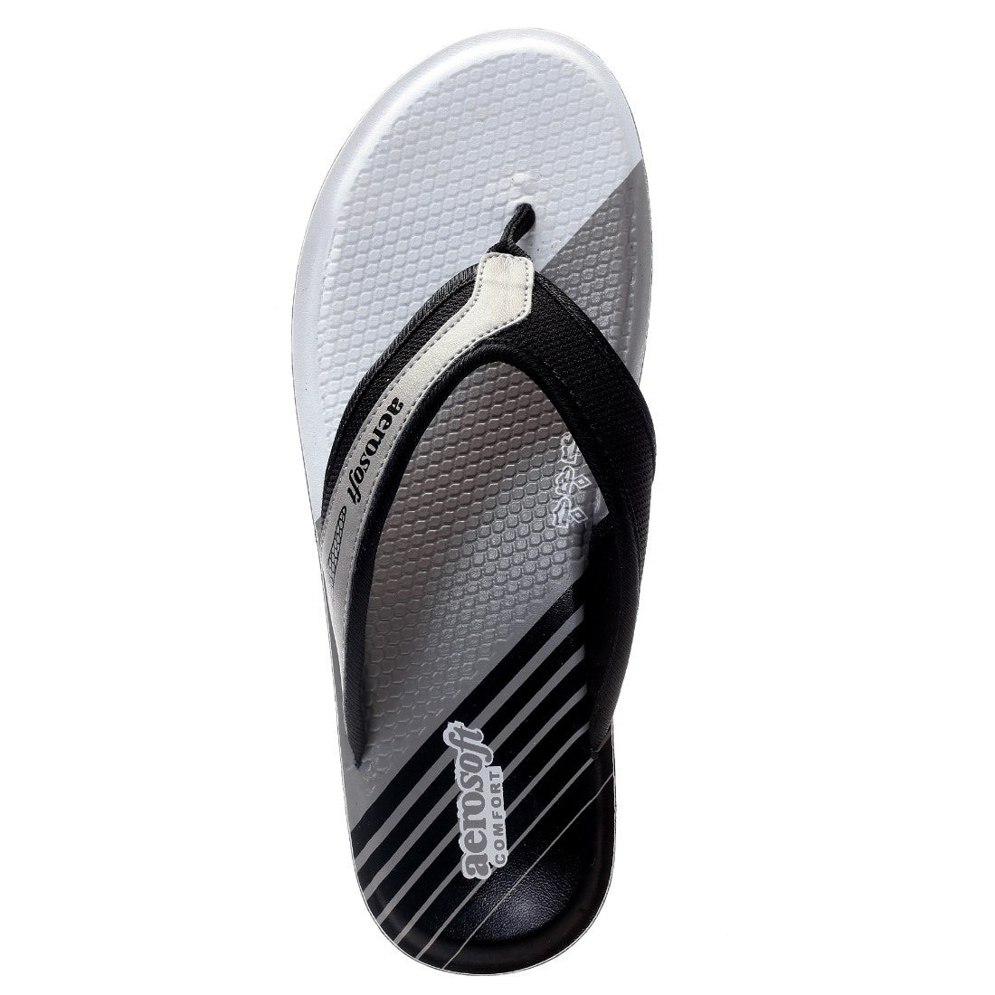 Aerosoft Men's Black Two-Tone Thong Flip Flops (MA4109) - Sporty Comfort Sandals for Summer Adventures!