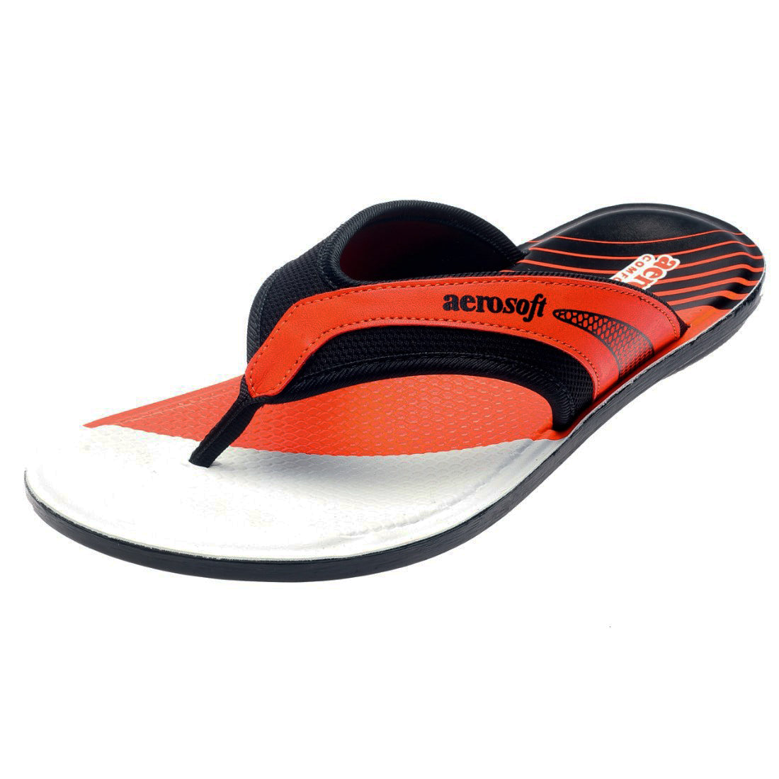 Aerosoft Men's Orange Two-Tone Thong Flip Flops (MA4109) - Sporty Comfort Sandals for Summer Adventures!