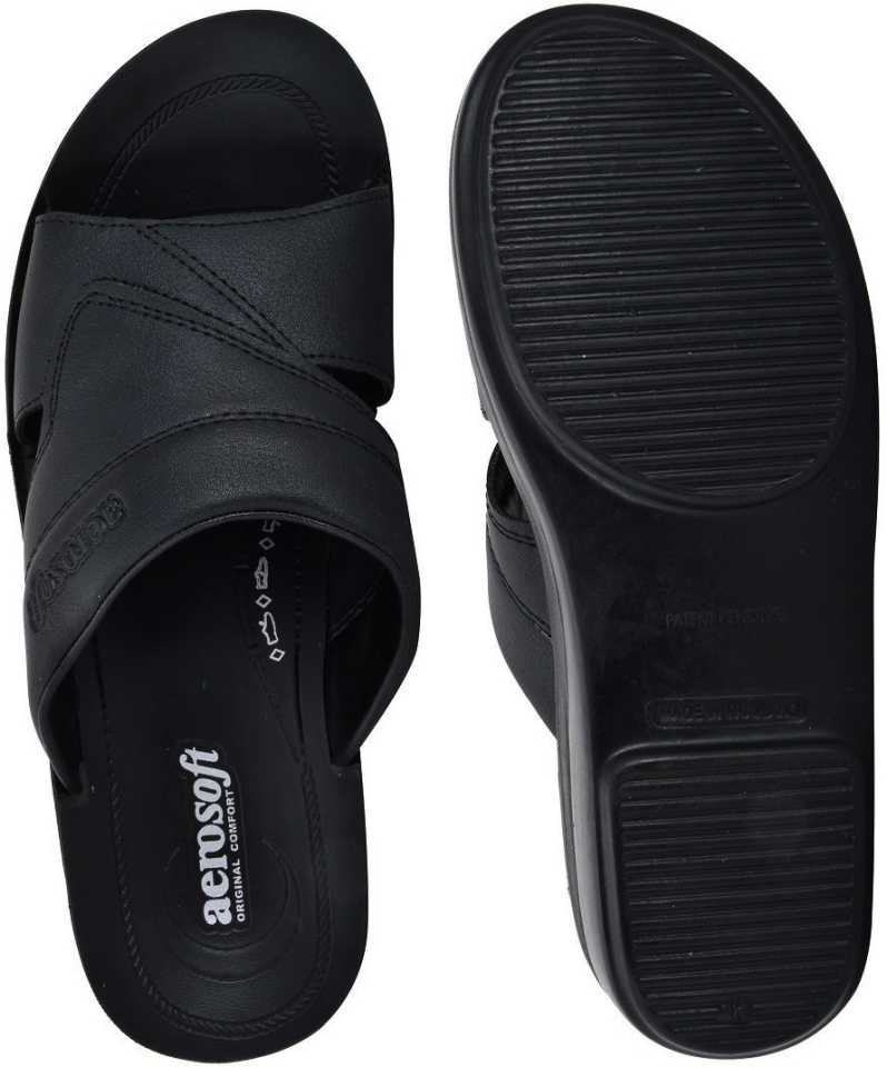 Aerosoft Men's Black Slip-On Loafer Slip-Ons (MA5708) - Stylish Slip-On Sandals with Cushioned Comfort and Arch Support!
