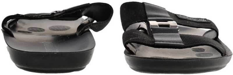 Aerosoft Men's Black Double-Strap Buckle Sandals (MA9009) - Adjustable Comfort Sandals with Silver Buckle and Arch Support!