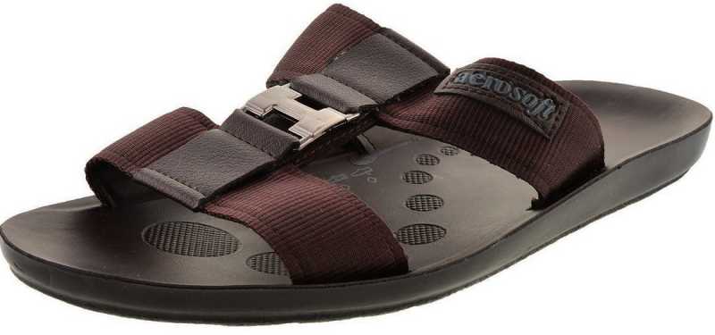 Aerosoft Men's Brown Double-Strap Buckle Sandals (MA9009) - Adjustable Comfort Sandals with Silver Buckle and Arch Support!