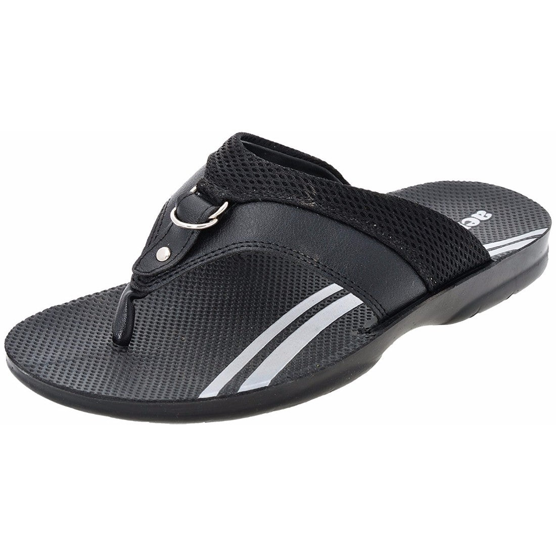 Aerosoft Men's Black Mesh Thong Sandals (MA8504) - Breathable Flip Flops with Arch Support and Comfortable Grip Sole!