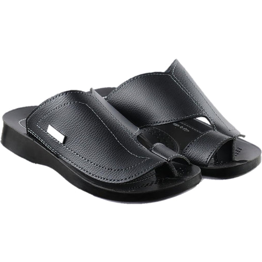 Aerosoft Men's Black Broad Strap Thong Sandals (MA8182) - Comfortable Flip Flops with Massage Sole and Arch Support!