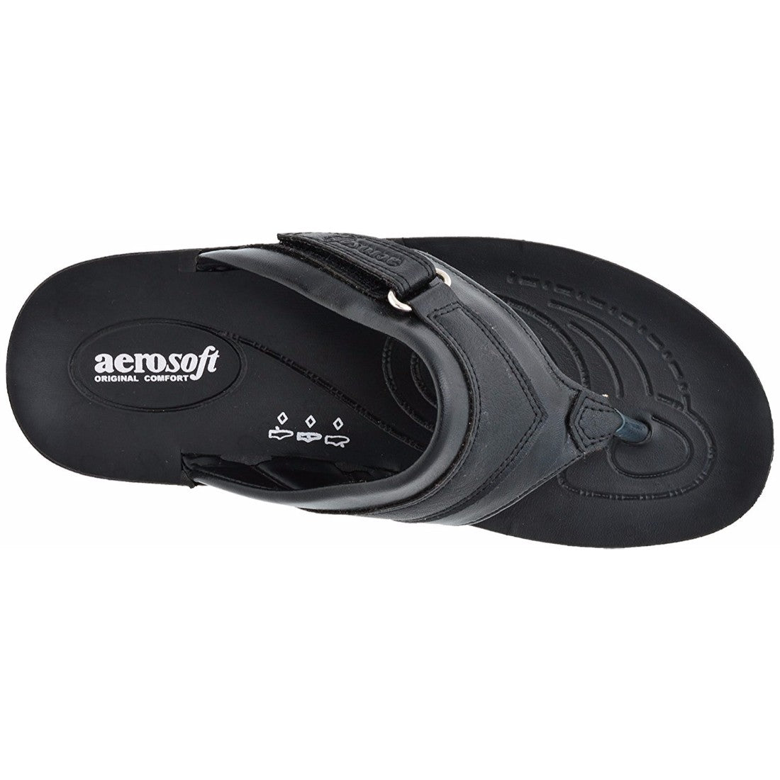 Aerosoft Men's Black Leather Thong Sandals (MA8703) - Comfortable Flip Flops with Arch Support and Anti-Slip Sole!