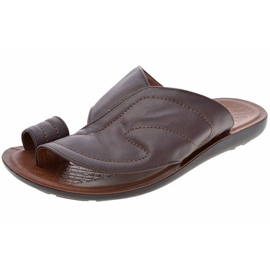 Aerosoft Men's Tan Comfort Toe Ring Sandals (MA2605) - Premium Leather-Like Flip Flops for Everyday Wear!