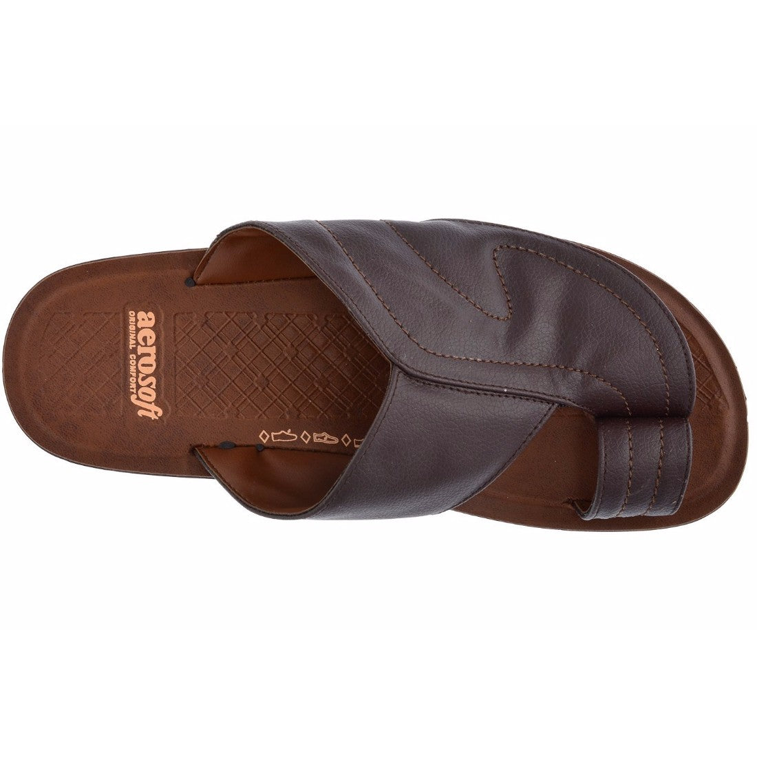 Aerosoft Men's Tan Comfort Toe Ring Sandals (MA2605) - Premium Leather-Like Flip Flops for Everyday Wear!