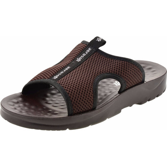 Aerosoft Men's Brown Mesh Slide Sandals (MA5103) - Breathable Comfort Sandals with Massage Sole and Arch Support!
