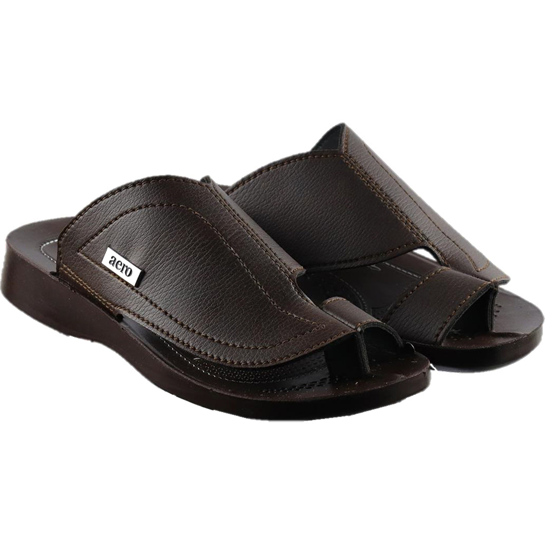 Aerosoft Men's Brown Broad Strap Thong Sandals (MA8182) - Comfortable Flip Flops with Massage Sole and Arch Support!