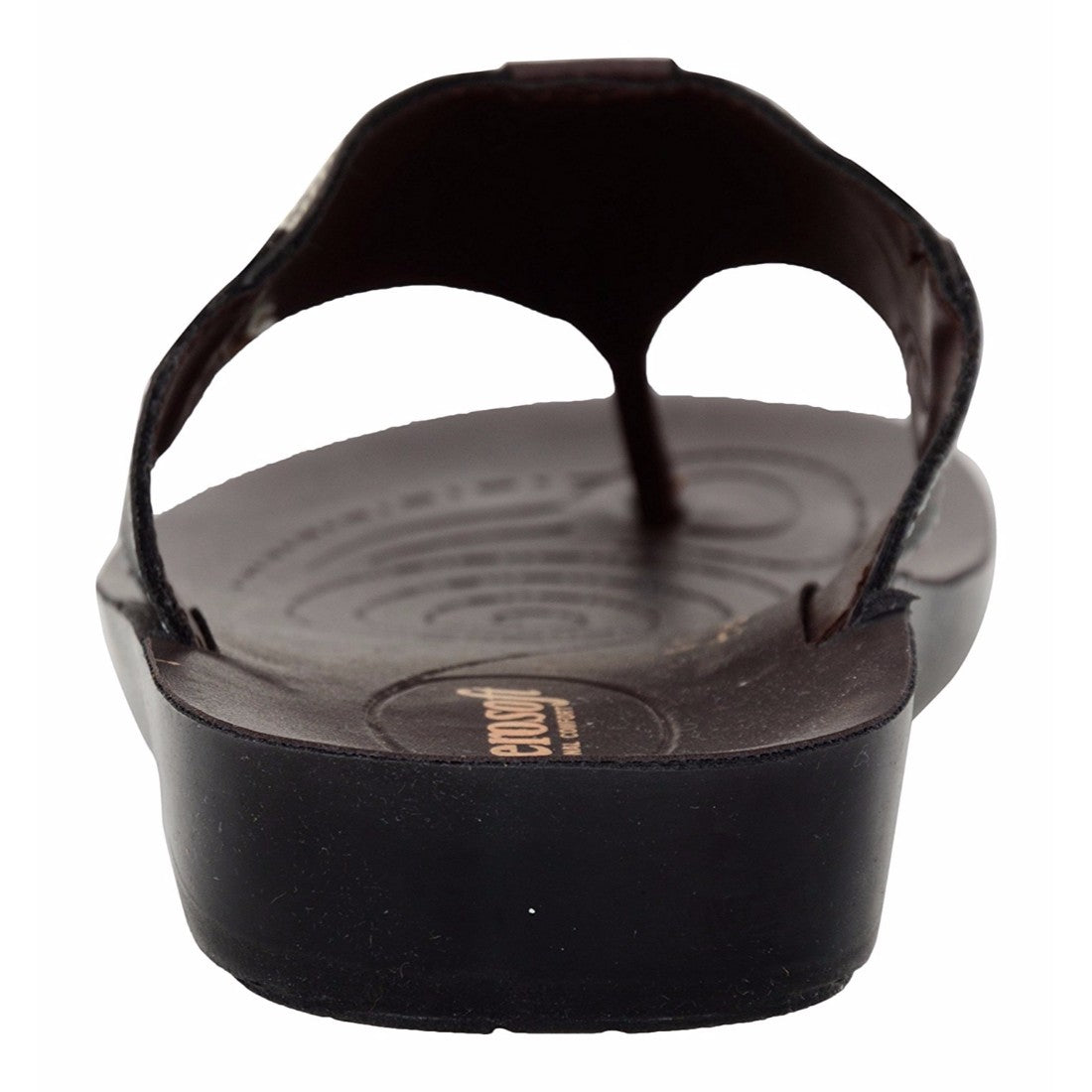 Aerosoft Men's Brown and Black V-Strap Thong Sandals (MA8708) - Comfortable Leather Flip Flops with Spiral Massage Sole and Arch Support!