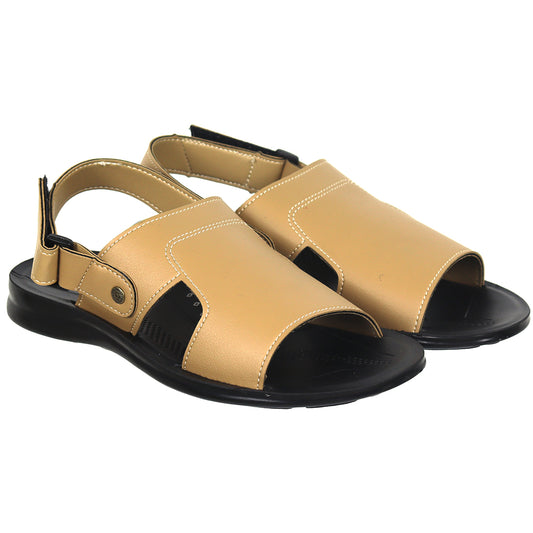 Aerosoft Men's Beige Adjustable Slingback Sandals (MP0216) - Comfortable Leather Sandals with Arch Support and Breathable Insole!
