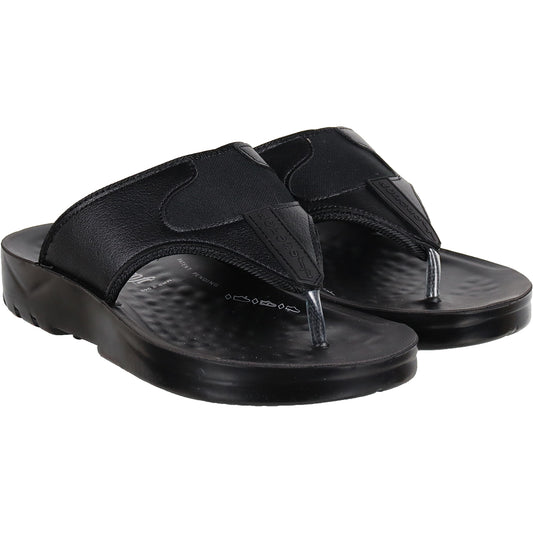 Aerosoft Men's Black Open-Toe Fisherman Sandals (MA5114) - Stylish Leather Sandals with Cushioned Support