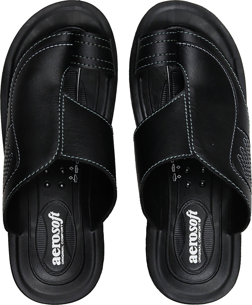 Aerosoft Black Men's Ultimate Arch-Support Peshawari Chappal (MA2405) - Timeless Craftsmanship with Modern Comfort