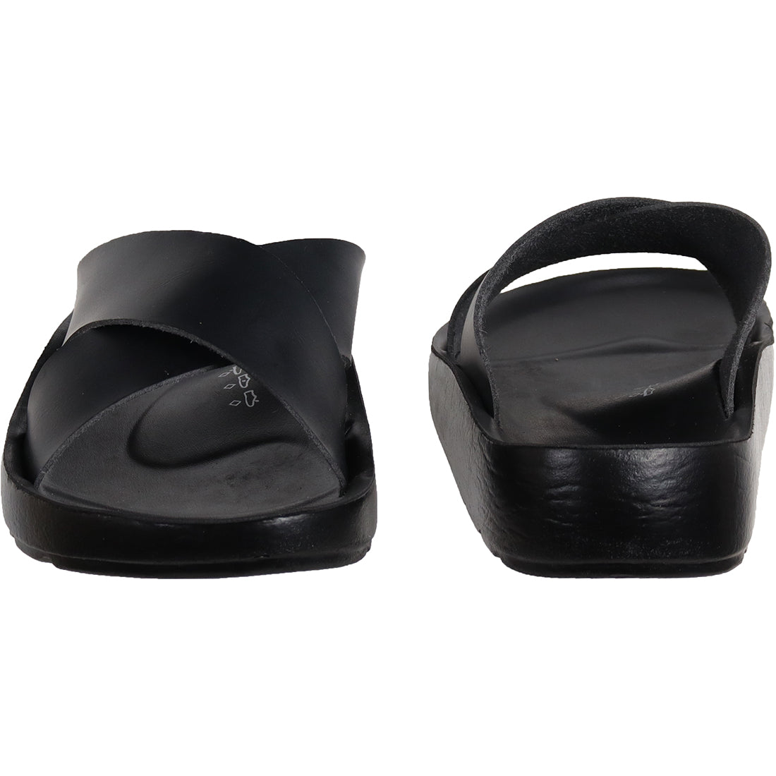 Aerosoft Men's Black Leather Slide Sandals (MA4410) - Premium Cushioned Slides for Timeless Summer Style