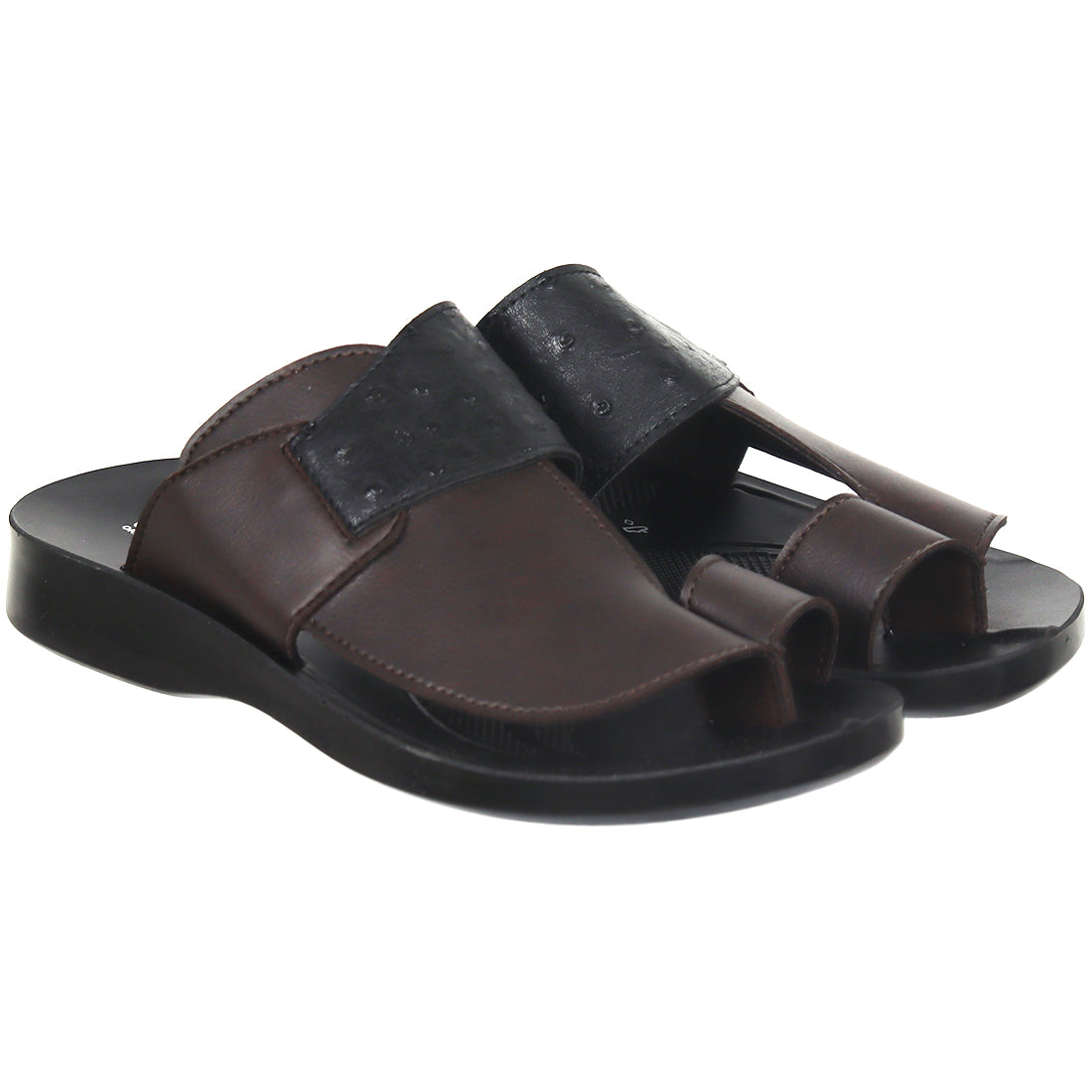 Aerosoft Men's Brown Ostrich Leather Thong Sandals (MA81A8) - Luxurious Leather Flip Flops with Arch Support and Breathable Insole!