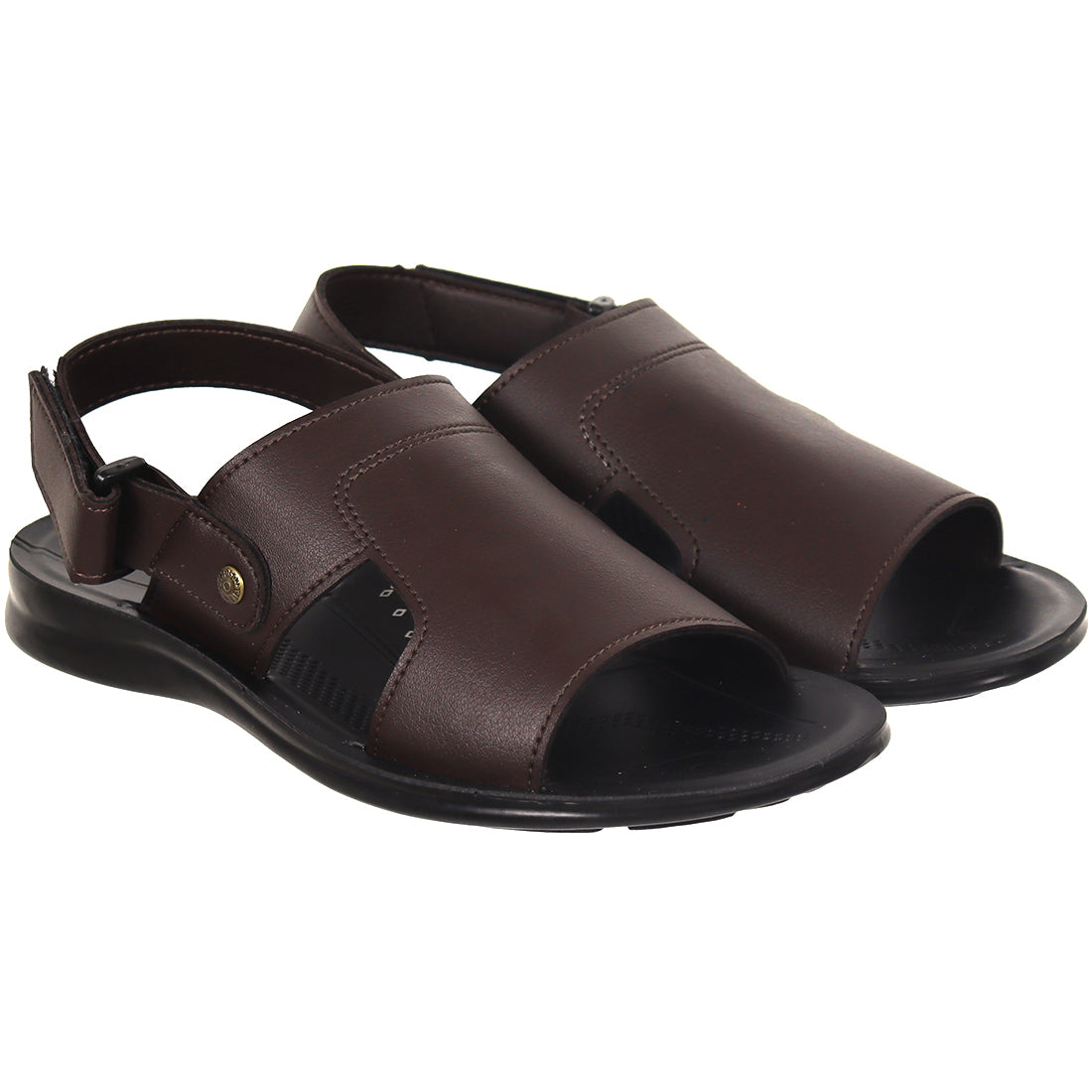 Aerosoft Men's Brown Adjustable Slingback Sandals (MP0216) - Comfortable Leather Sandals with Arch Support and Breathable Insole!