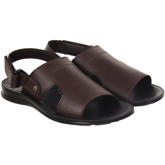 Aerosoft Men's Brown Adjustable Slingback Sandals (MP0216) - Comfortable Leather Sandals with Arch Support and Breathable Insole!