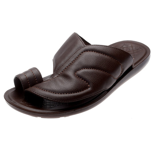 Aerosoft Men's Brown Comfort Toe Ring Sandals (MA2605) - Premium Leather-Like Flip Flops for Everyday Wear!