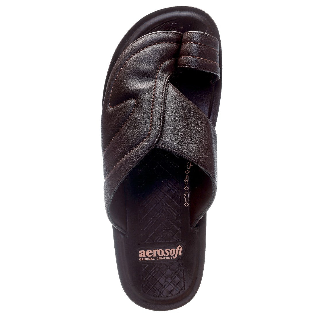 Aerosoft Men's Brown Comfort Toe Ring Sandals (MA2605) - Premium Leather-Like Flip Flops for Everyday Wear!