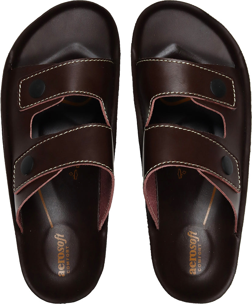 Aerosoft Men's Black Cushioned Slide Sandals (MA4402) - Ultra-Comfort Orthopedic Slides with Red Trim for Everyday Wear