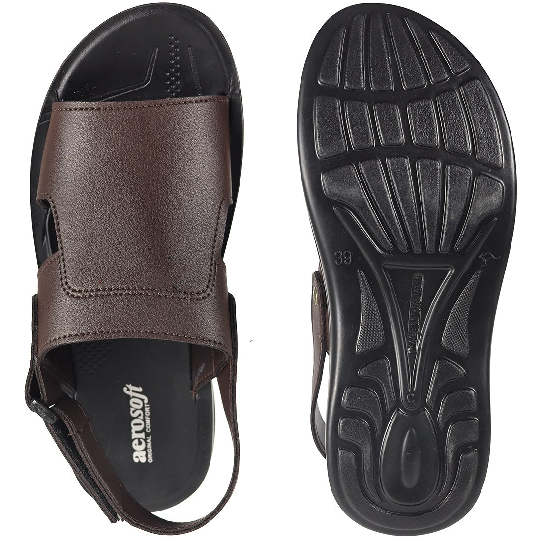 Aerosoft Men's Brown Adjustable Slingback Sandals (MP0216) - Comfortable Leather Sandals with Arch Support and Breathable Insole!